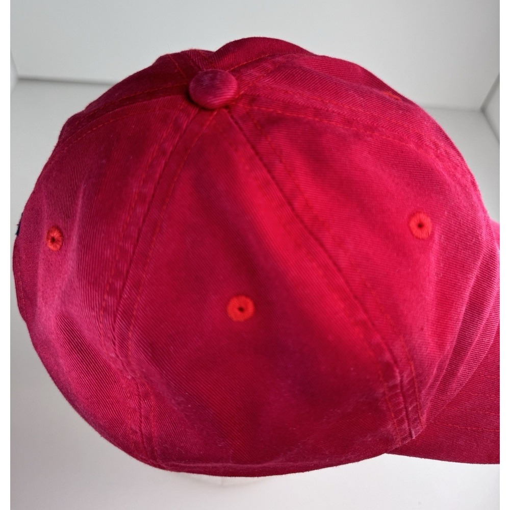 Polo Ralph Lauren Dark Red Navy Blue Pony Spell Out Strapback Hat Cap Mens OSFA - Picture 6 of 9